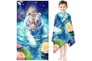 KIDSLOVE Tiger Strandtuch 90x180 cm Badetuch Waldtier Tiger Strandlaken Handtücher 50x100cm Für Kinder Tiger Badetuch Groß 100x200cm Microfaser Handtücher Handtuch (5,90 x 180 cm)
