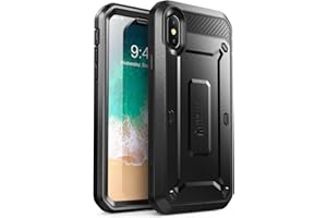 SUPCASE Hülle für iPhone X Handyhülle iPhone XS Case Bumper Schutzhülle 360 Grad Cover Euti [Unicorn Beetle PRO] mit integriertem Displayschutz und Gürtelclip, Schwarz