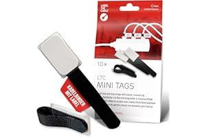 ‎LABEL THE CABLE LABEL THE CABLE® 10 Stk Klett Kabelbeschriftung schwarz Kabelbinder wiederverschließbar, Kabeletikett, Klettband, Kabelmarkierung, perfektes Kabelmanagement, PC Zubehör, Markierung Mehrfachsteckdose