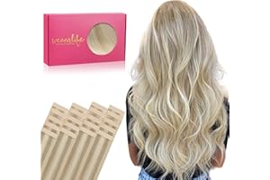WENNALIFE Tape in Hair Extensions Human Hair, 20pcs 18 inch 50g Ash Blonde to Golden Blonde and Platinum Blonde Remy Tape Hair Extensions Real Human Hair Tape Extensions Coloured Hair Extensions