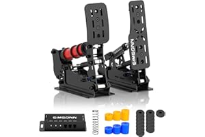 SIMSONN Plus X Sim Racing Pedale PC Racing Simulator Drucksensor Lastzelle HE Hydraulikpedale Unterstützung für haptische Pedale Reactor Schwarz（Black P2-H2）