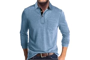 ANGBATER Mens Henley T Shirts Cotton Casual Fashion Plain Shirt Tops with Pocket Golf Shirts