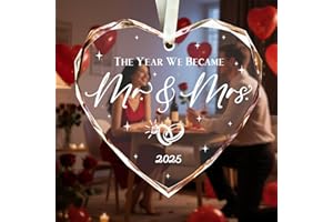 POWEROLE Engagement Gifts,Heart Engagement Gifts for Couples Anniversary Wedding Gift for Couple Personalised Crystal Glass Keepsake Congratulations Present for Newly Engaged Ornament 2025（Heart） (Mr & Mrs)