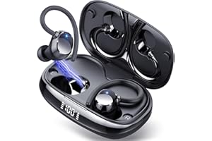 Tukio Bluetooth Kopfhörer Sport, In Ear Kopfhörer Kabellos Bluetooth 5.3 mit 4 ENC Lärmreduzierung Mic, 80Std Spielzeit mit Tiefer Bass, IP7 Wasserdicht Ohrhörer mit Ohrhaken, LED-Anzeige, Comfort Fit