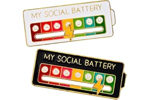 Youery 4 Stück Social Battery Pin, Lustige Brosche für Soziale Stimmung für 7 Tage Emaille-Pins, My Social Battery, Interaktive Emaille-Pins für den Selbstausdruck Funktionale Brosche