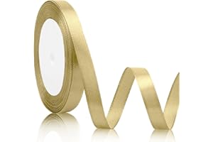 SERENEGLOW Cinta Dorada de Raso 10mm x 22m para Lazos y Regalos - Decoración de Seda para Bodas y Navidad