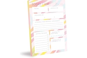 Bettie Confetti Planer für den täglichen Wellness-Produktivitätsplaner | Pink undatiert A5 Today I Am lustiger Notizblock mit psychischen Gesundheitskontrollen, To-Do-Liste | 50 Blatt zum Abreißen