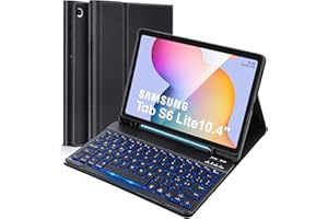 Lively Life Custodia con Tastiera per Galaxy Tab S6 Lite 10.4" 2020 (SM-P610/P615), 2022 (SM-P613/P619), Layout Italiano, Rimovibile Tastiera,Retroilluminata Staccabile Tastiera e Custodia, Nero
