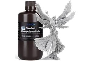 ELEGOO 8K Resina Impresora 3D, 1KG Resina 3D Estándar de UV 405nm para Impresora 3D Resina Saturn 2, Saturn 3, Saturn 3 Ultra, Mars 4, Mars 4 Ultra, 1000G Color Humo Blanco