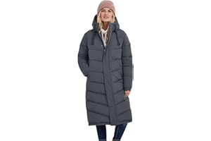 TOG24 Raleigh Womens Quilted Puffer Extra Long Coat for Winter with Fixed Hood, Two Way Zip and Recycled Thermal Filling