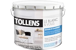 Tollens - Peinture Blanche Mat - Spécial Sejours et Chambres - Pour Murs, Plafonds, Boiseries - 10L = 120m2
