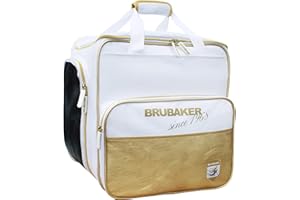 BRUBAKER 'St. Moritz' - Bolsa de Deporte - Mochila para Botas de esquí + Casco + Accesorios - Color Blanco/Dorado