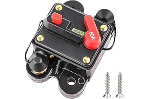 RED WOLF 60 amp Car Circuit Breaker Fuse Holder for Stereo Audio Car Marine DC 12V-48V 60A Inline Circuit Breaker with Manual Reset Inverter