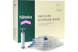 NATAKA 𝗪𝗜𝗡𝗡𝗘𝗥 𝟮𝟬𝟮𝟯* Vacuum Storage Bags Clothes - Hanging Vacuum Storage Bags, Clothes Storage Bag 8 Pack (2 Jumbo, 2 Large, 2 Medium, 2 Small) Reusable Vacuum Bags w/Pump for Travel & Clothes