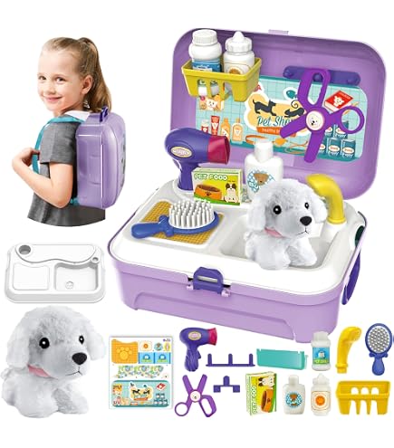 Kit Docteur Vétérinaire Enfant 18 Pièces - Avec Chien Peluche Interactif, Sac, Stéthoscope, Idéal Cadeau - 8