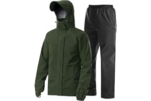 Coutyuyi Men's Waterproof Jacket with Pants Two Pieces Lightweight Raincoat Outdoor Rain Suit
