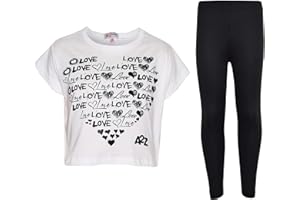 A2Z 4 Kids® Girls Top Kids Love Print Stylish Crop Top & Fashion Legging Set New Age 5 6 7 8 9 10 11 12 13 Years