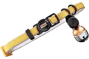 Beaus Bells - Recycled Cotton Cat Collar with Beau's Bells | Reflective, Anti-Fray, Water-Repellent, Breakaway Buckle