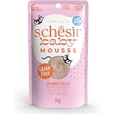 Schesir Baby Chicken Fillets with Salmon in Mousse, Complete Wet Kitty Food, Grain Free, DHA &amp; Taurine, Hydration Rich, 12 x