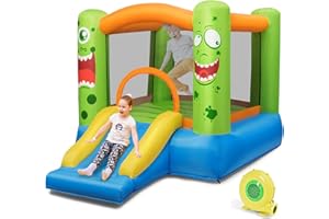 DREAMADE Château Gonflable pour Enfants 3-10 Ans Aire de Jeu Gonflable avec Toboggan, Trampoline Gonflable avec Accessoires Riches (Démons avec Gonfleur 450W)