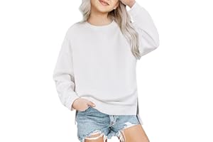 Arshiner Niñas Sudaderas Sin Capucha Ultra Cómoda Niño Otoño Invierno Cuello Redondo Pullover Moda Casual Manga Larga Sudadera para Niña 5-14 Años