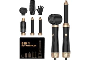 ‎UMIGA Hairstyler 5 in 1 mit Warmluftbürste, Professionelle Föhnbürste, Rundbürste, Lockenstab & Glättebürste in 1000W Leistung & 3 temperaturstufen für Volumen, Glänzendes Haar, Locken & schonendes Föhnen