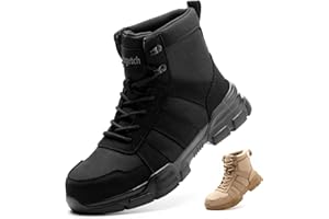 Bawalon Steel Toe Safety Boots Mens Womens Lightweight Breathable Work Trainers with Non-Slip Construction for Industrial Use