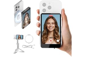 SYNCO XView Écran Moniteur Selfie Vlog pour iPhone et Android, Caméra Arrière Magnétique 4K/1080p avec Rotation 180°, Autonomie 3H et Haut-Parleur Intégré pour Youtube, TikTok, Live Streaming