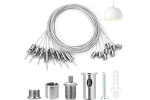 QWORK® 8 piezas kit de suspensión para paneles LED, 1.5 mm x 1.5 m, cable de acero inoxidable para pernos de techo, fijación de techo, para panel LED de luz de techo