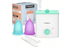 YTYOMUR Menstruationskopp ångsterilisator med 2 återanvändbara periodkoppar, menstruationskoppar rengörare tvättkit, automatisk avstängning ångsterilisering för kvinnor kvinnlig hygienvård