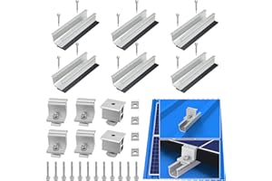 Therlan Solarmodul Halterung Flachdach, Für 2 Module Dicke 30-45MM, Verstellbare Klemme, Alu Photovoltaik Montageschiene 12CM, Flachdach PV Befestigung Halterung Solarpanel für Blechdach Trapezdach