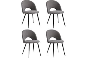 JZGORC Juego de 4 Sillas de Comedor Teddy de Terciopelo Suave, Sillas de Cocina con Asiento y Reposabrazos Suaves, Patas de Metal - Gris