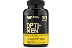 Optimum Nutrition Opti-Men Multi-Vitamin Supplements for Men with Vitamin D, Vitamin C, Vitamin B6 and Amino Acids, Unflavoured, 30 Servings, 90 Capsules