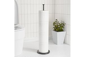 SAFFRUFF Toilet Roll Holder Free Standing: Black Toilet Paper Storage Holder Stand for 4-6 Spare Rolls - Bathroom Toilet Roll Dispenser