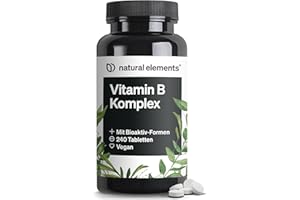 ‎NATURAL ELEMENTS natural elements Vitamin B Komplex – 240 Tabletten – mit 8 essenziellen B-Vitaminen & Kofaktoren – mit Bioaktiv-Formen – vegan, hochdosiert – laborgeprüft