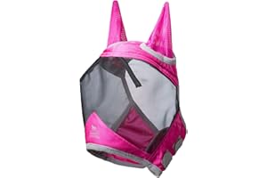 Harrison Howard CareMaster Pro Luminous Pferde Fliegenmaske UV-Schutz mit Ohrenschutz Rosa Kaltblut (XL)
