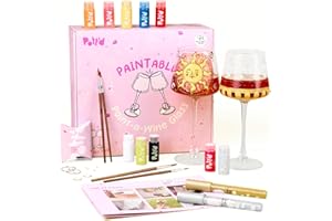POTT'D Pott’d Paintables Paint-a-Wine Glass Kit – DIY Glass Painting Kit for Adults with Wine Glasses, Enamel Paints, Brushes, Pens and Charms, Craft Kit for Adults, Ideal for Beginners