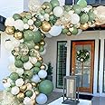 YoParty Balloon Arch Kit - 141 Pcs Green Balloon Arch Kit with Assorted Size Balloons in White, Metallic Gold & Confetti - Ideal for Birthday, Baby Shower, Party & Wedding Decorations