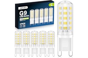 QOJUX 3.2W G9 Led Bulbs Cool White, Energy Class C, 34 LEDs 520LM G9 Bulb Equivalent to 50W Halogen, 6000K AC 220-240V No Flicker Non-Dimmable Energy Saving Light Bulbs for Home Lighting Decor 5 Pack