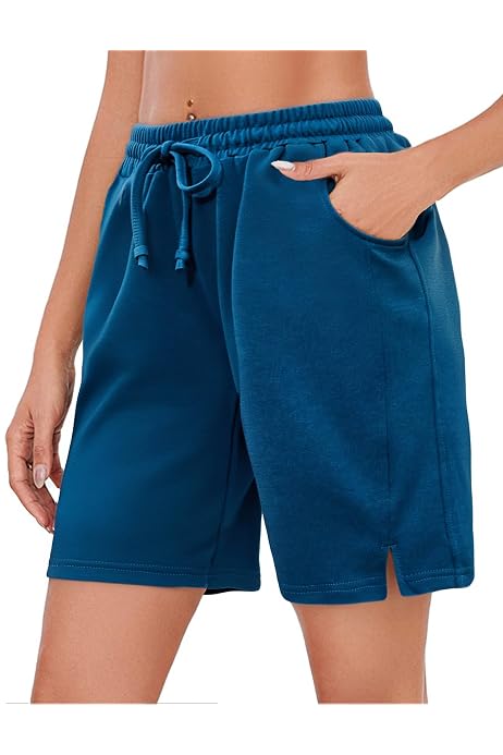 Leversic Bermuda Femme Court - Short Sport Élastique Avec Cordon Et Poches - Yoga, Fitness, S-XXL