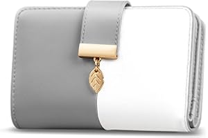 Faneam Duża pojemność Portfel damski skórzany z blokadą RFID portfele damskie portfel na karty mały portfel antykradzieżowy z łańcuszkiem na karty, 18 kieszonek na karty, prezent, szary, L, wykwintny,