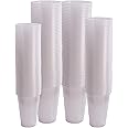 Shefa Pack of 100 Clear Plastic Cups - Disposable Party Cup Set for Beer, Water - Drinking Cups for Pool Party, Travel, Barbeque - Sturdy and Durable Plastic Cups Bulk for Outdoor Events (200cc)