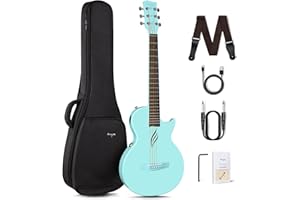 Enya Guitare Électrique Acoustique Enfant – 35 Pouces Blue Nova Go SP1 Kit de Débutant Guitare en Fibre de Carbone avec Smart AcousticPlus Pickup pour Guitare Enfant Adulte Débutant Voyager Concert