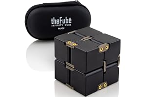 PILPOC theFube Infinity Cube Fidget Desk Toy - Premium Quality Aluminum Infinite Magic Cube with Exclusive Case, Sturdy, Heavy, Relieve Stress and Anxiety, for ADD, ADHD, OCD (Black)