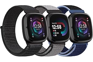 Bcuckood Nylon Armband kompatibel mit Fitbit Versa 4/Sense 2/Versa 3/Sense Damen Herren Weiches atmungsaktives Nylon Uhrenarmband Sport Solo Schleife Ersatzarmband