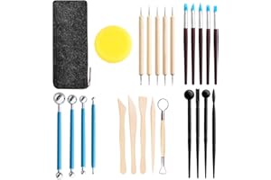 Lectorias 25 pieces clay modelling tool, clay pottery modelling tool set, modelling clay tool, polymer clay tools with storage bag, sculpting tools for potters artists