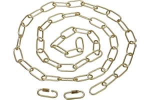 PATIKIL 6ft Beleuchtung Hängende Kette, Metall-Schleifenkette mit Schnellverschluss-Schraubverbindern zum Aufhängen von Pflanzen-Pendelleuchten, Kronleuchtern, Messing