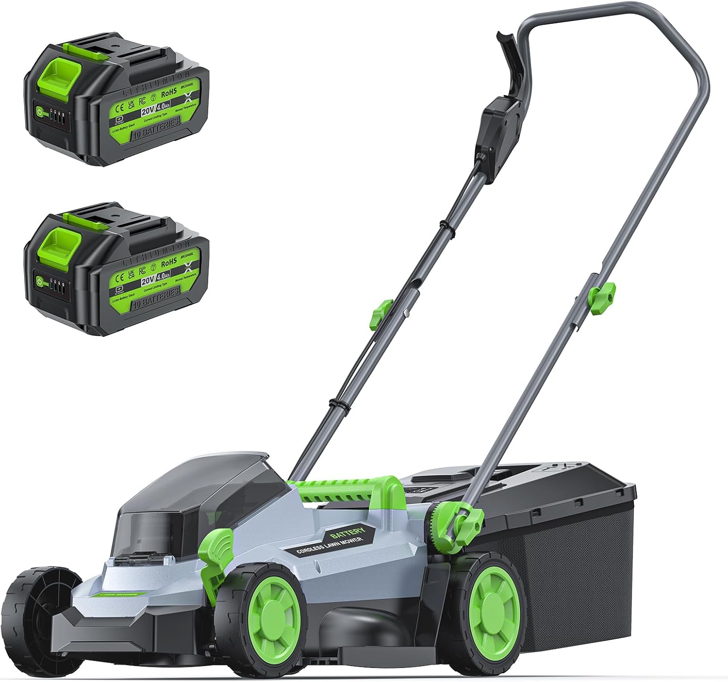 ETOOLAB Akku-Rasenmäher 40V, 34 cm, Brushless, bis 300 m², für Gärten | Mit 2×4,0Ah Akkus und Ladegerät, 30L Fangkorb, Mulchfunktion und 5-facher Höhenverstellung für flexible Rasenpflege