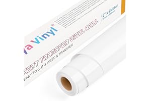 Lya Vinyl Weiß Plotterfolie Textil 30.5cm × 5m Flexfolie Plotter Textil für Cricut und Silhouette Cameo, Verwendet in Textilien Transferfolie zum Aufbügeln für DIY T-Shirt, Stoffe (Weiß)