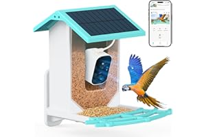 AUXCO Bird Feeder with Camera, Newest Solar Smart Bird Feeder Camera Wireless Outdoor, AI Identify 11000+ Bird Species, 1080P HD Real Time Auto Capture Bird Videos & Notify Video Bird Feeders Camera